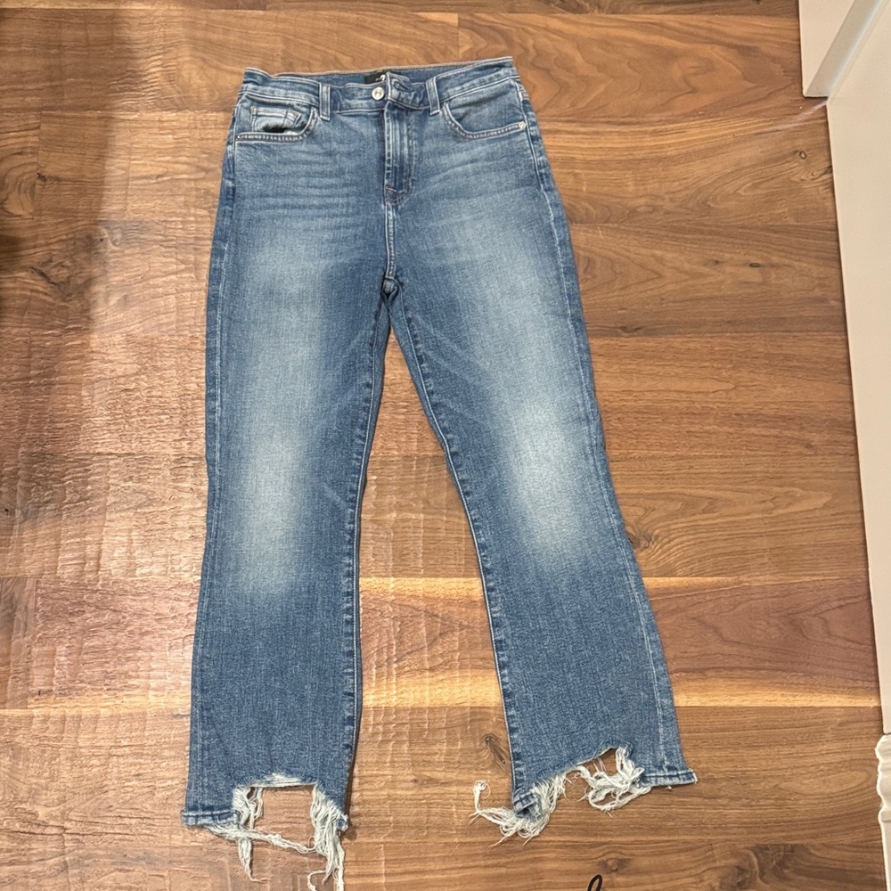 7 For All Mankind Blue Cropped Jeans